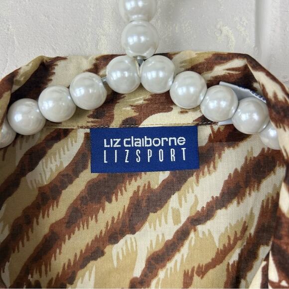 Vintage Liz Claiborne Liz Sport Animal Print Button Down Shirt Size S - Picture 4 of 6